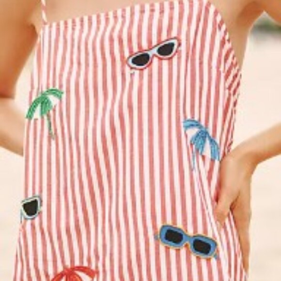 CELANDINE X ANTHROPOLOGIE Embroidered Poplin Square Neck Mini Shift Dress Sz MED - Picture 3 of 8